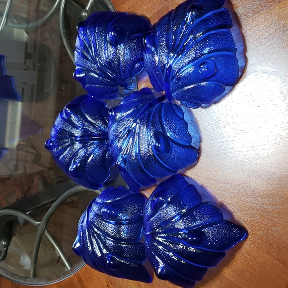 Vintage Tabletop Unlimited Lisbon Collection Cobalt Blue Leaf Serving Set 7PC - Picture 5 of 11